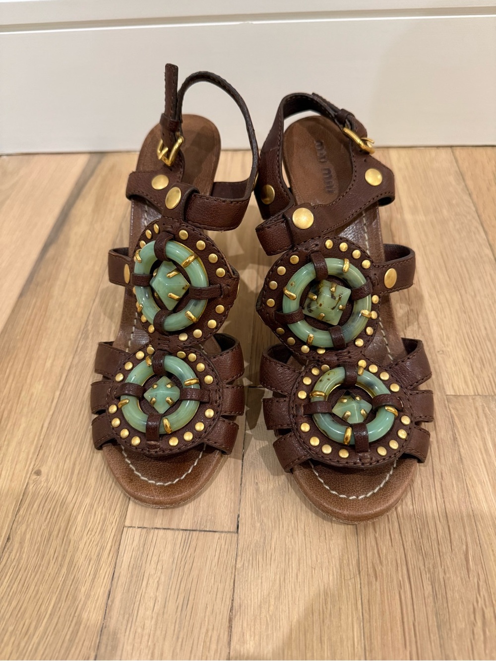 Miu Miu Leather sandal Calzature Donna Buffalo Antic stones 38.5
